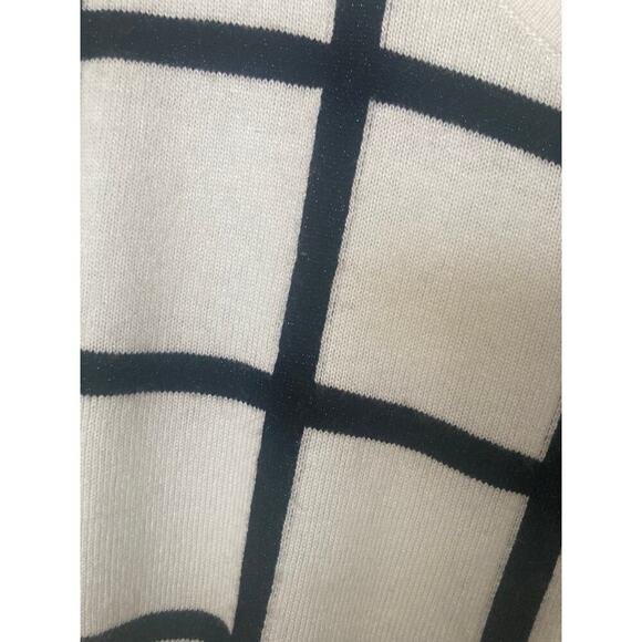 NWT J. Crew Windowpane Black Sparkle White Merino Wool Blend Sweater L - Picture 3 of 4